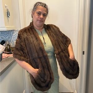 Brown Faux Fur Shawl Cape - Women's Cozy Wrap